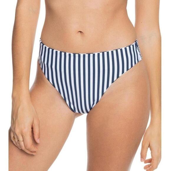 ROXY Juniors Paradise Reversible Bikini Bottoms Navy White Parallel XL New - Picture 3 of 16